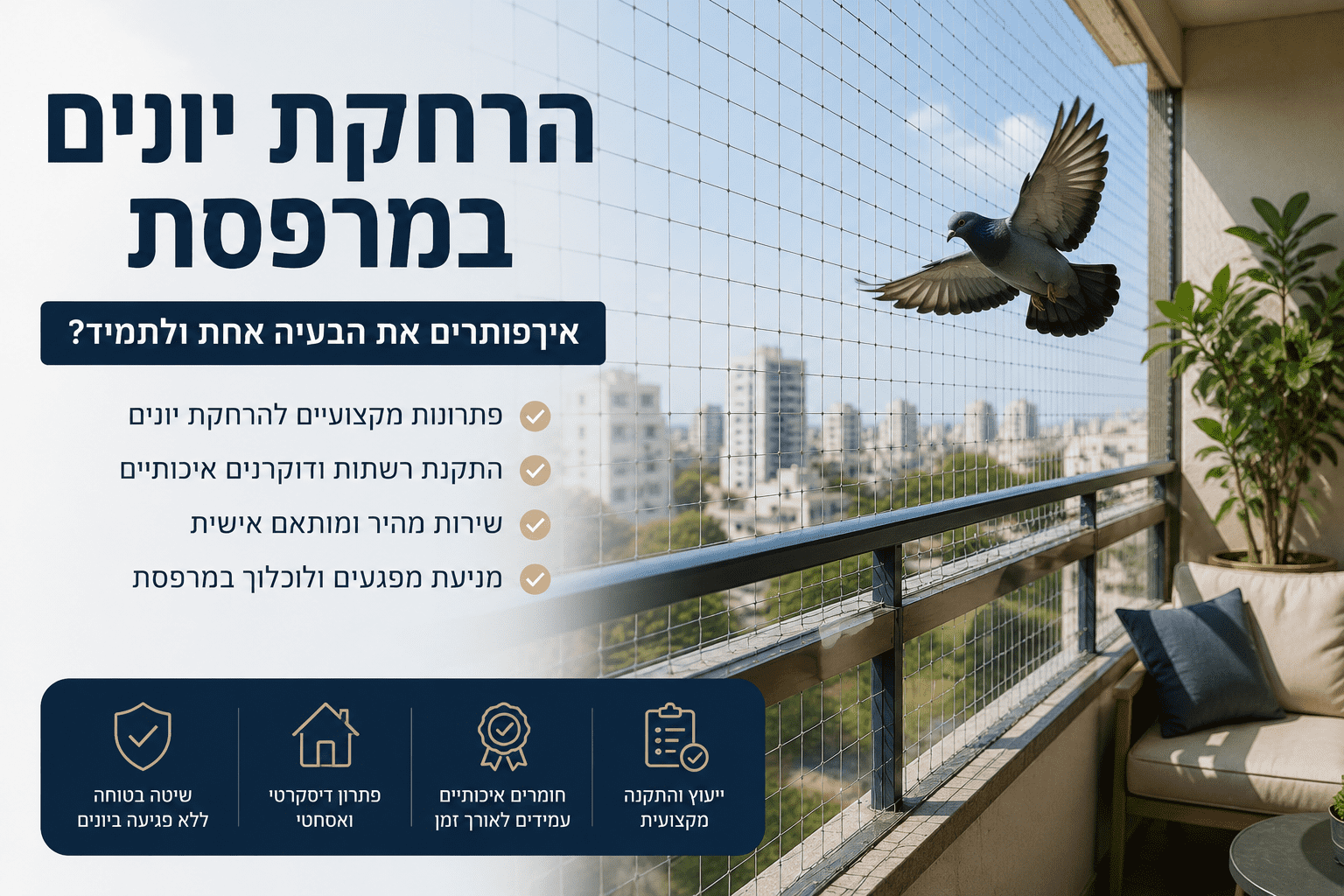 הרחקת יונים במרפסת